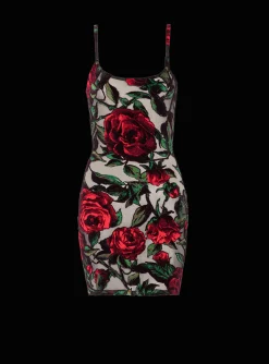 Shop Burnout Velvet Dress With Rose Print Women Dresses