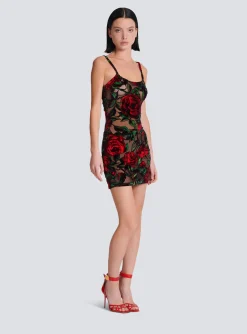 Shop Burnout Velvet Dress With Rose Print Women Dresses