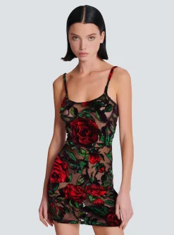 Shop Burnout Velvet Dress With Rose Print Women Dresses