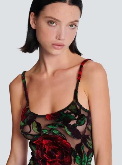 Shop Burnout Velvet Dress With Rose Print Women Dresses
