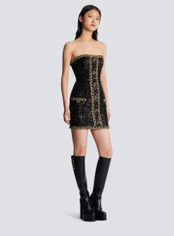 Discount Bustier Dress With Sequin Embroidery Women Dresses