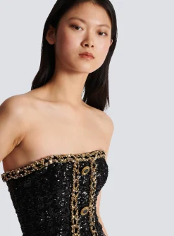 Discount Bustier Dress With Sequin Embroidery Women Dresses