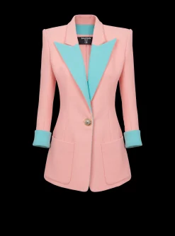Cheap 1-button Double Crepe Two-tone Jacket Women Jackets And Blazers