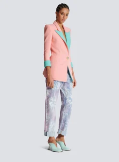 Cheap 1-button Double Crepe Two-tone Jacket Women Jackets And Blazers