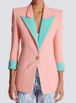 Cheap 1-button Double Crepe Two-tone Jacket Women Jackets And Blazers