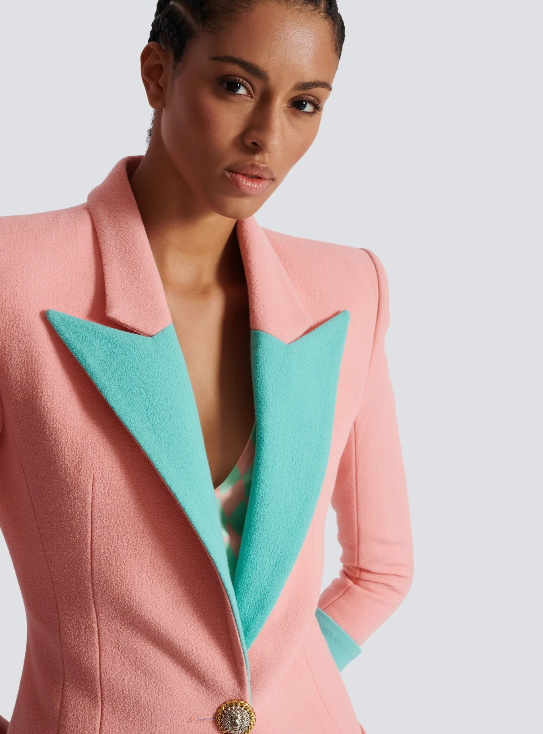 Cheap 1-button Double Crepe Two-tone Jacket Women Jackets And Blazers