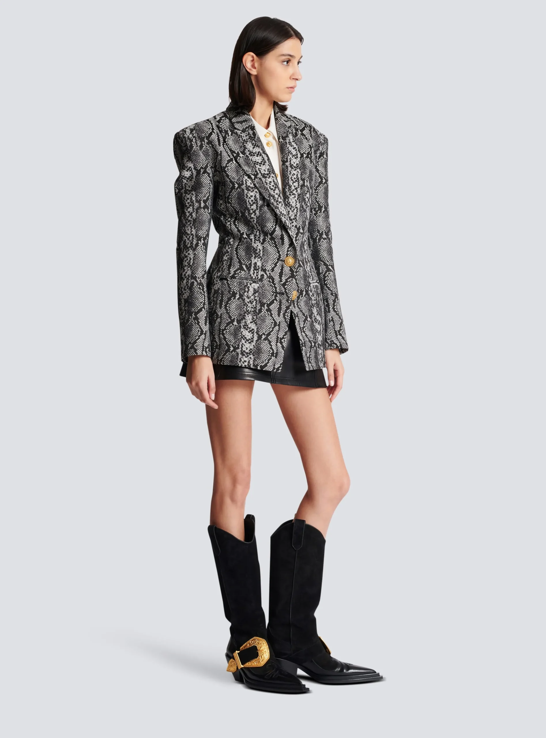 Sale 2-button Jacquard Snakeskin Jacket Women Jackets And Blazers