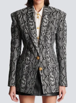 Sale 2-button Jacquard Snakeskin Jacket Women Jackets And Blazers
