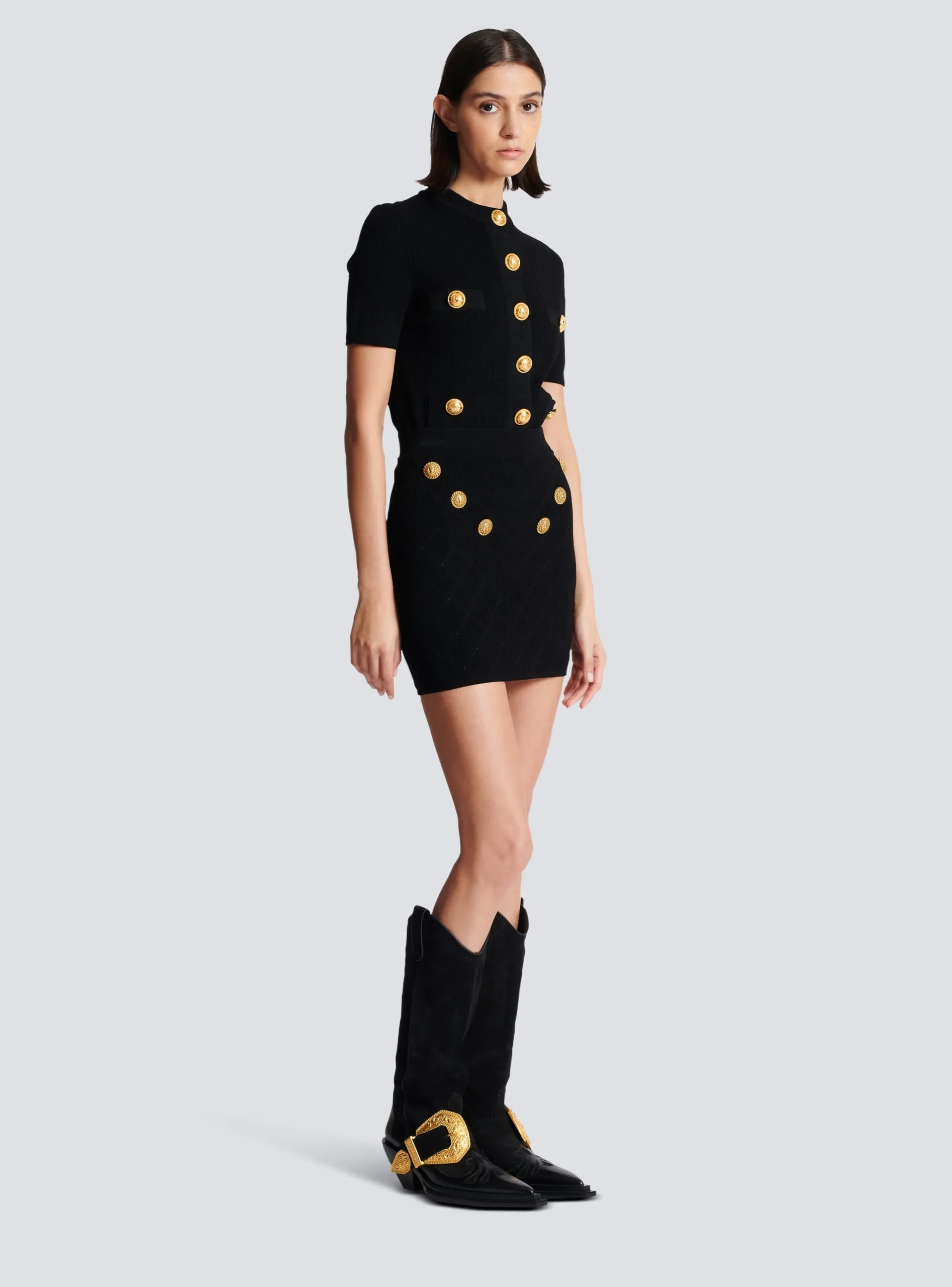 Hot 6-button Knit Skirt Women Skirts|Knitwear
