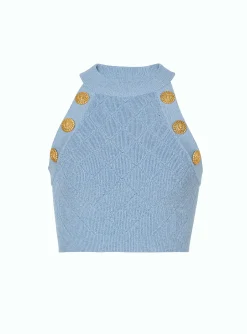 Cheap 6-button Knit Tank Top Women Knitwear|Tops And Shirts
