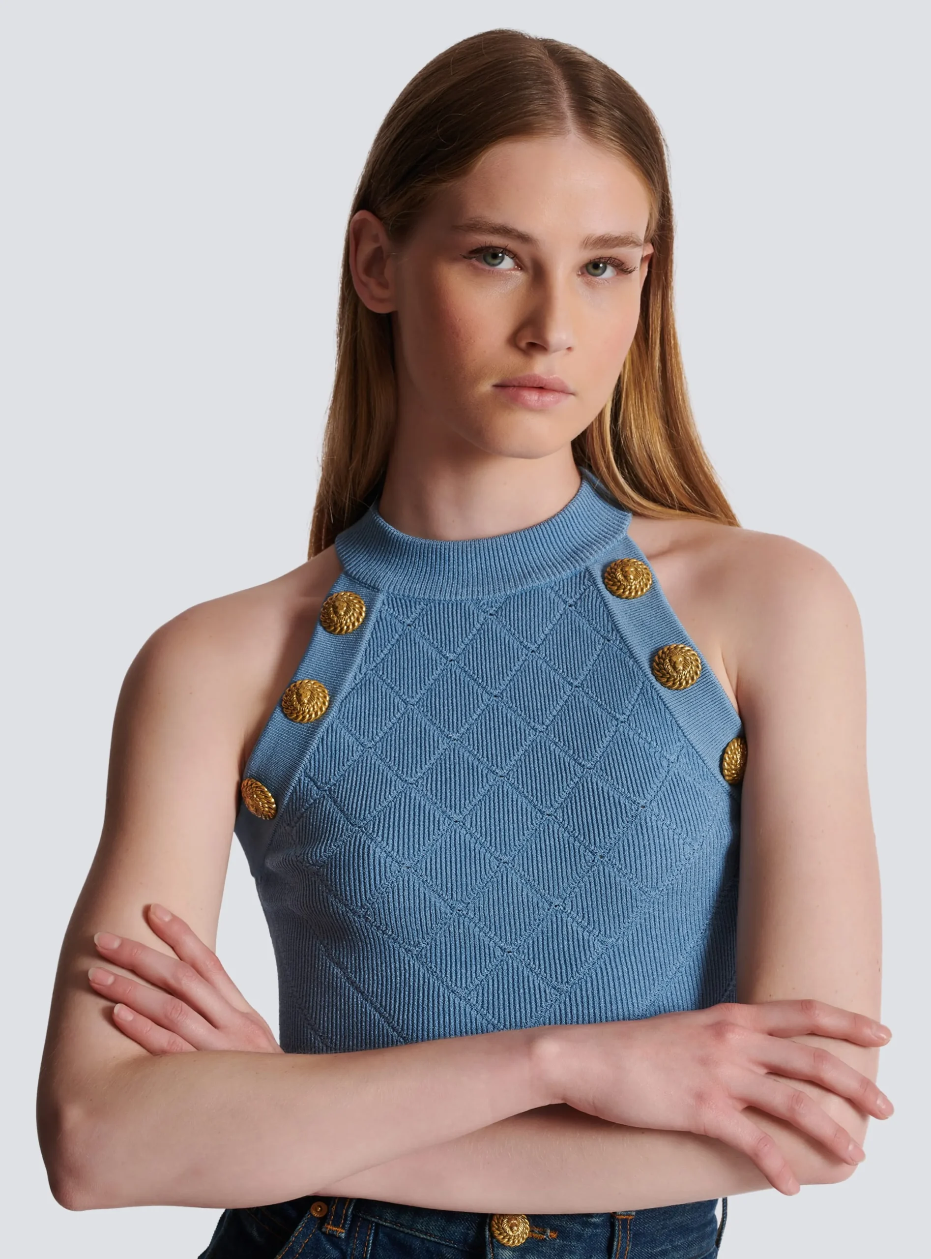 Cheap 6-button Knit Tank Top Women Knitwear|Tops And Shirts