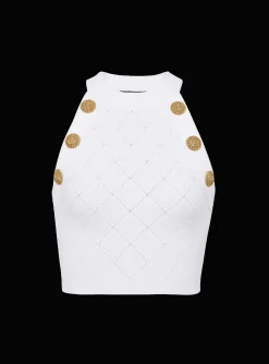 Shop 6-button Knit Tank Top Women Knitwear|Tops And Shirts