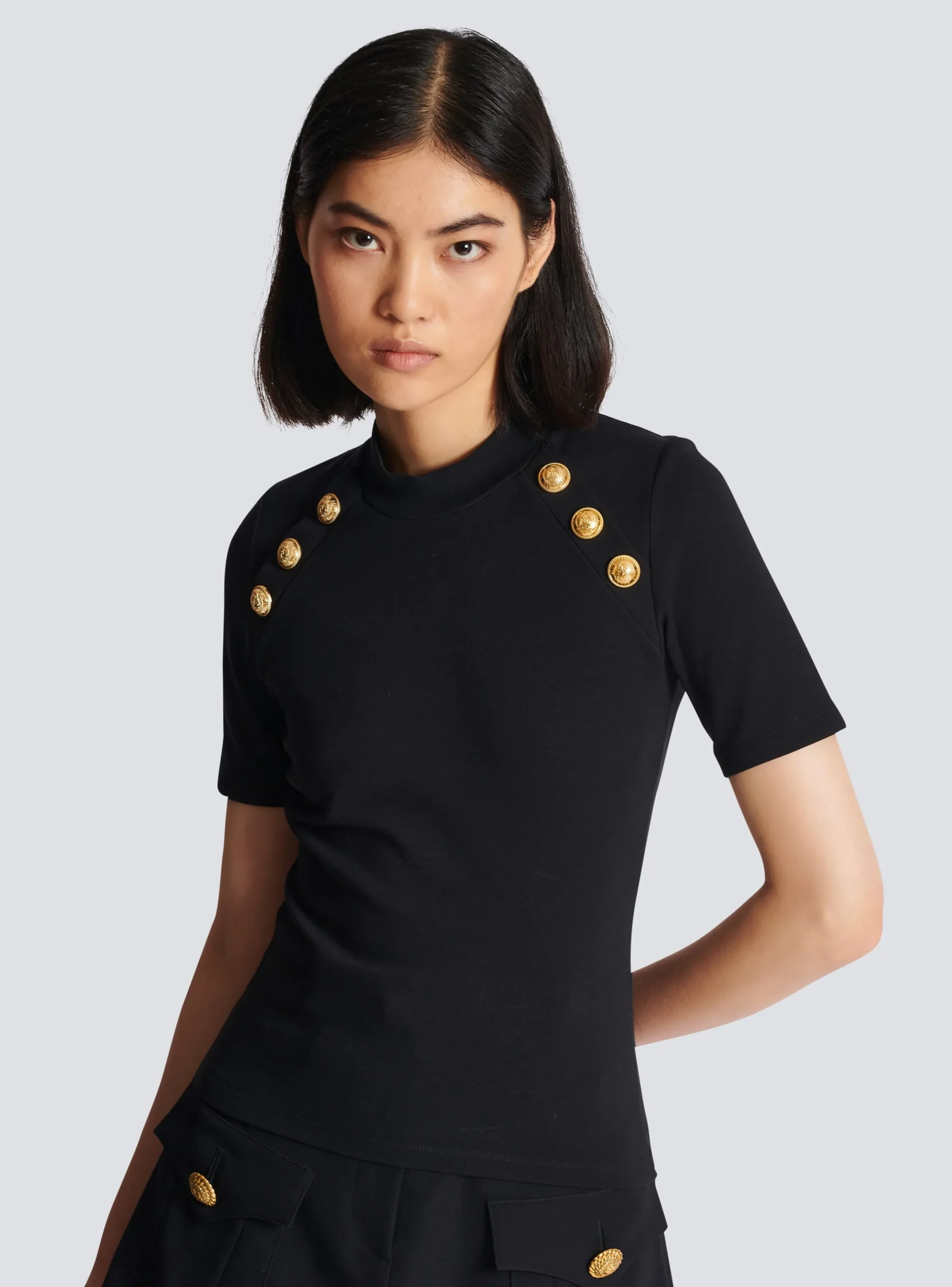 Flash Sale 6-button Knit T-shirt Women Knitwear|Tops And Shirts