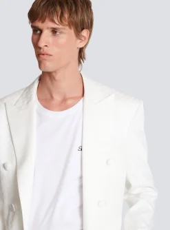 Hot 6-button Monogram Satin Jacket Jackets And Blazers