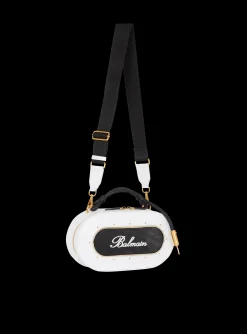 Cheap Calfskin Radio Bag With Signature And Embossed Grid Motif Cross-Body Bags