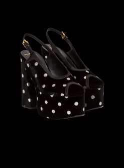 Cheap Cam Sandals In Velvet With Polka Dots Women High Heels & Pumps