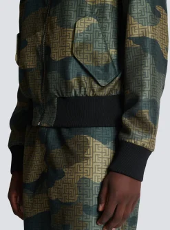 Fashion Camouflage Monogrammed Shantung Bomber Jacket Outerwear