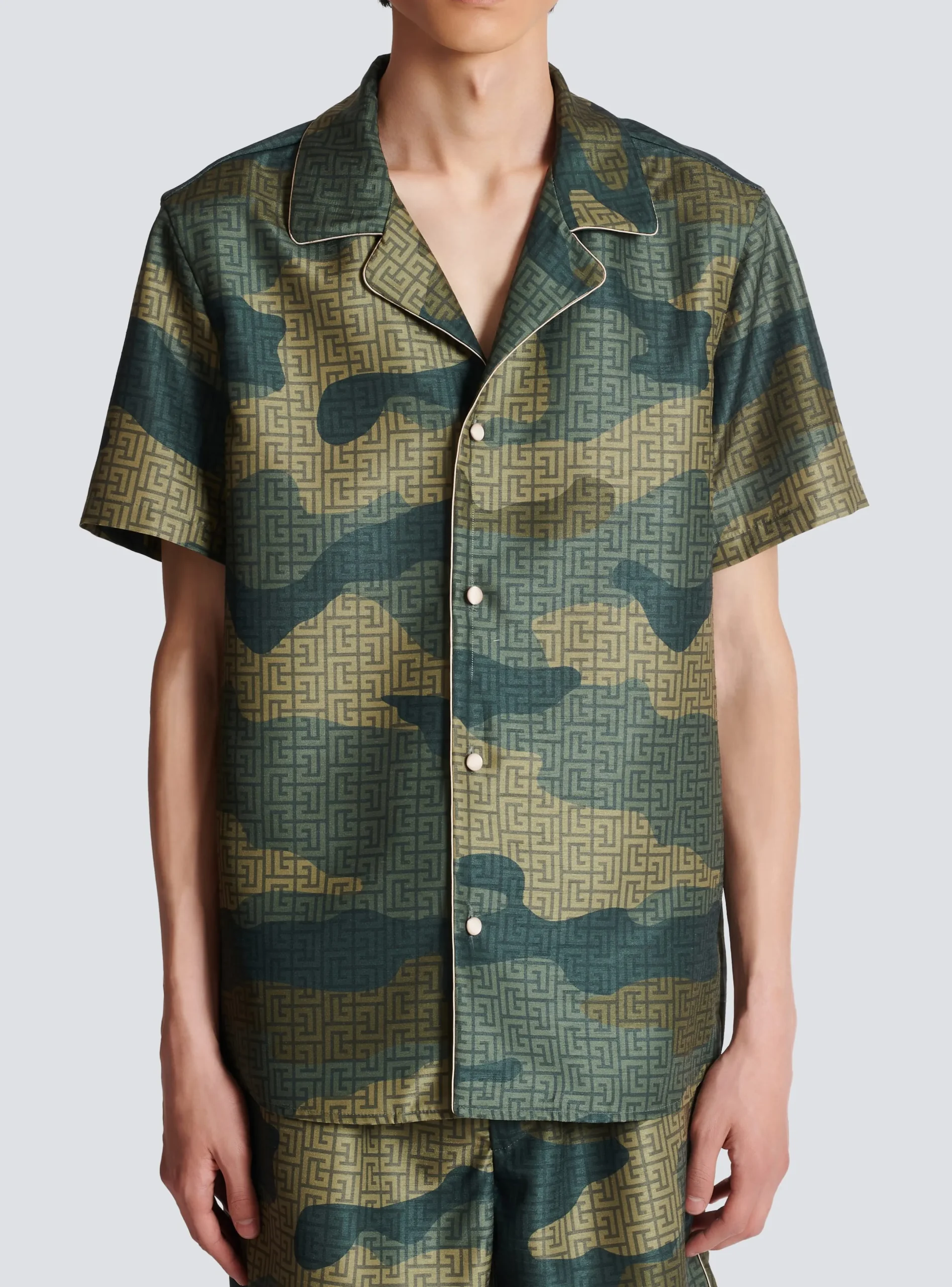 Cheap Camouflage Monogrammed Shantung Short-sleeved Shirt Shirts And Polos