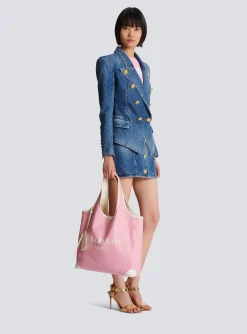 Outlet Canvas And Leather B-army Grocery Bag Women Tote Bags|Shoulder Bags