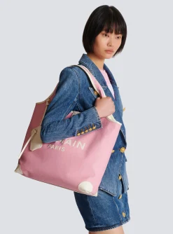 Outlet Canvas And Leather B-army Grocery Bag Women Tote Bags|Shoulder Bags