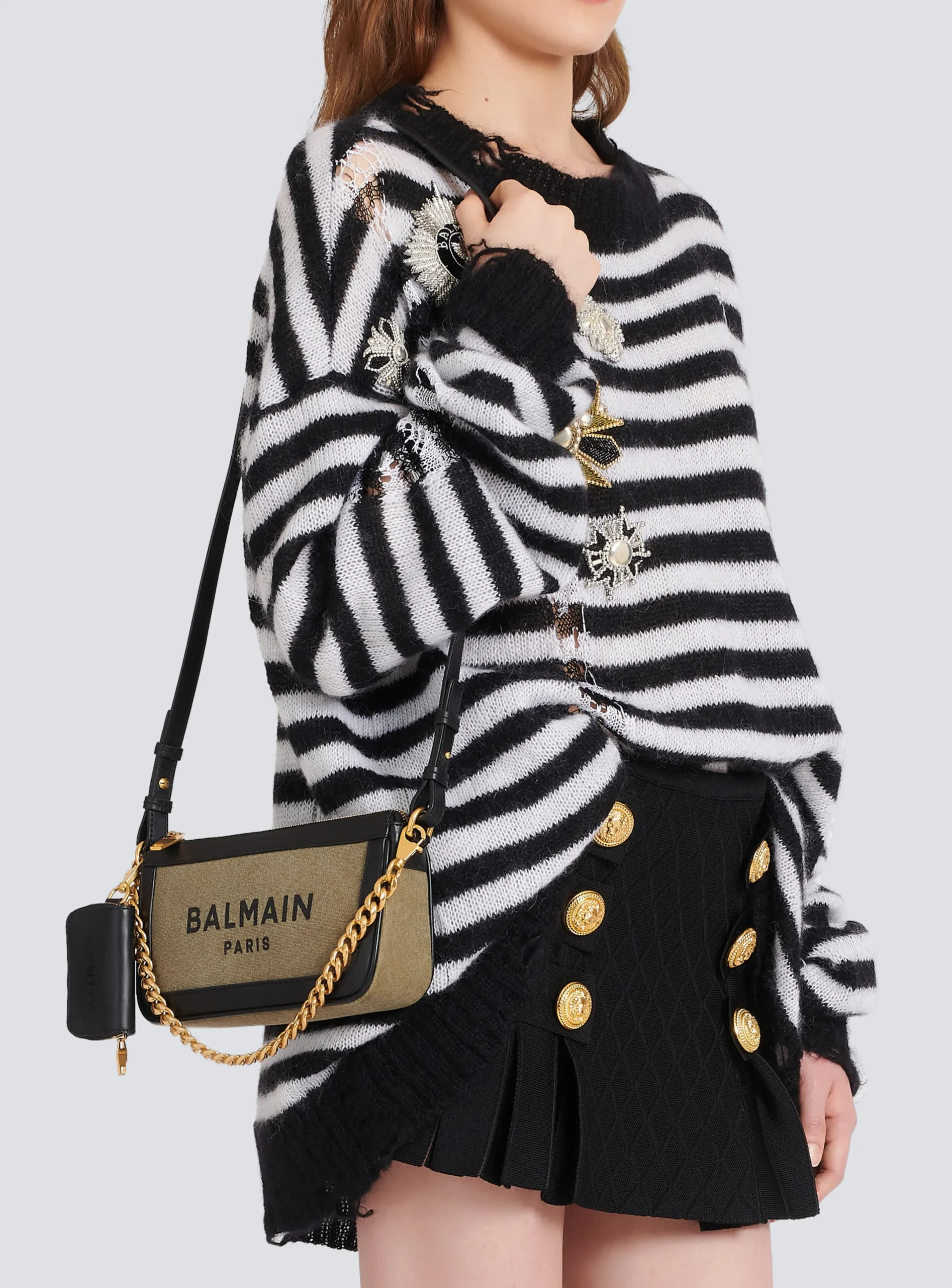 Sale Canvas B-Army Clutch Bag With Leather Panels Women Crossbody Bags|B-Army Bags