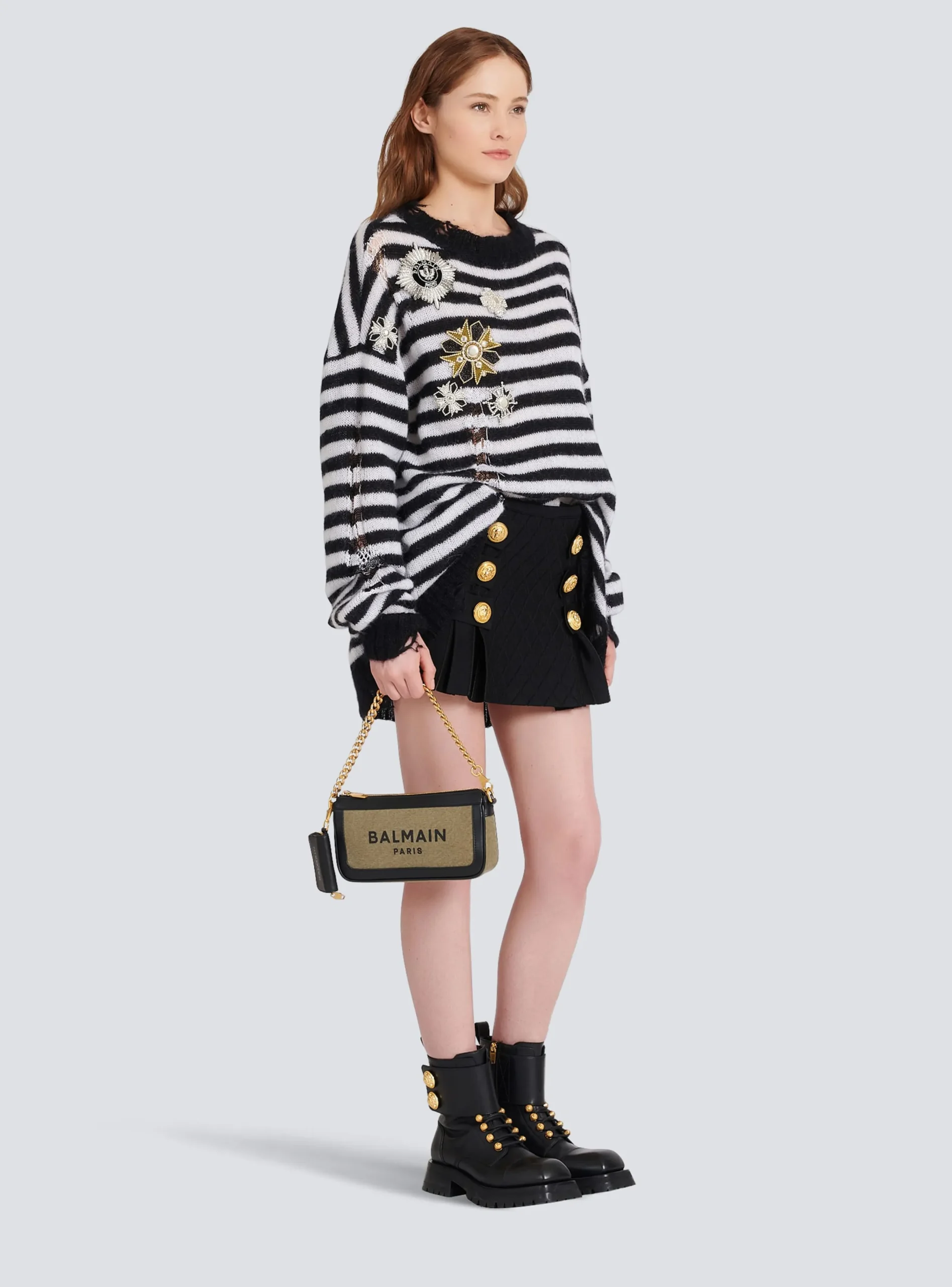 Sale Canvas B-Army Clutch Bag With Leather Panels Women Crossbody Bags|B-Army Bags