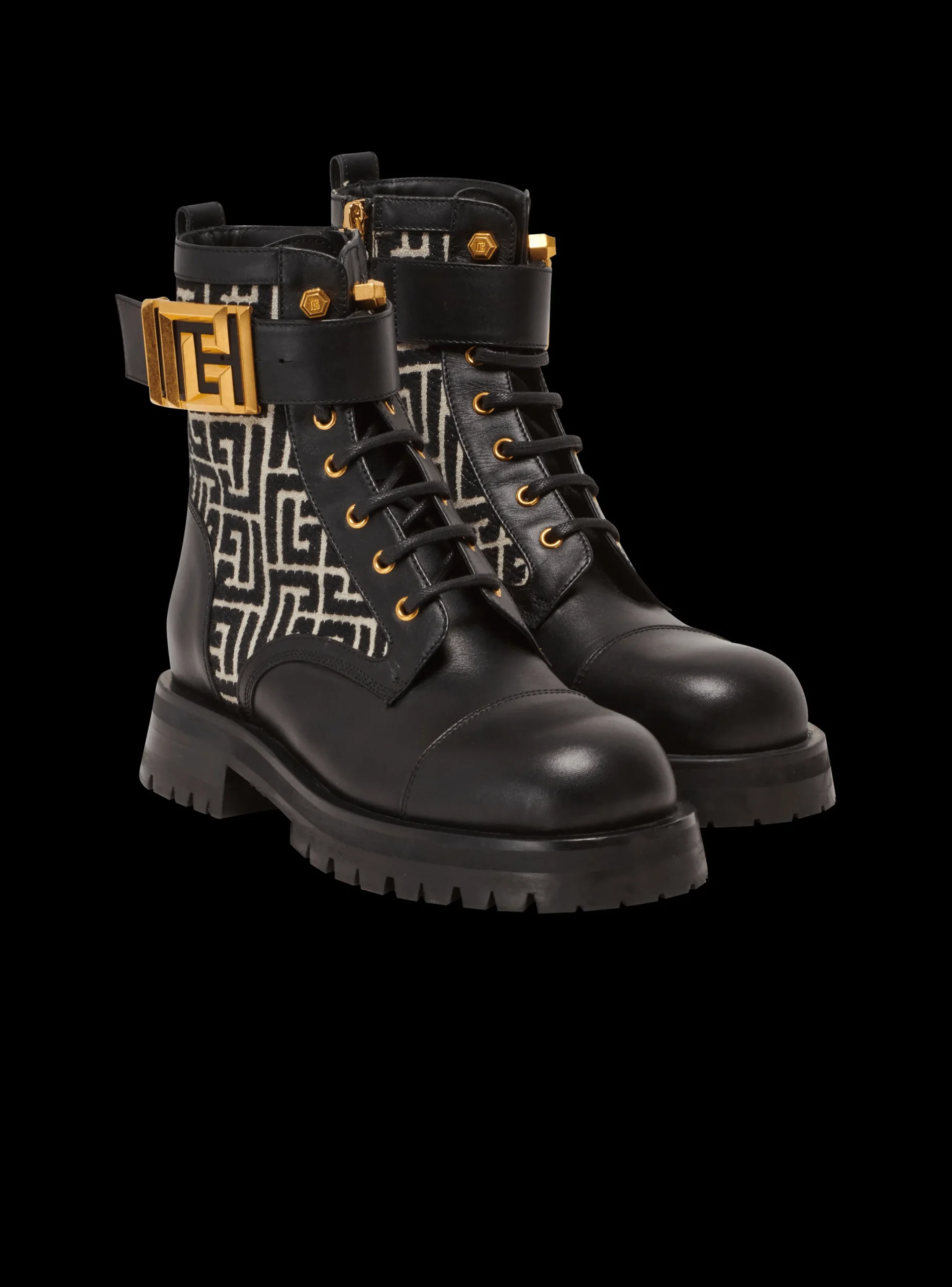 Cheap Charlie Monogram Jacquard And Leather Ranger Boots Women Boots