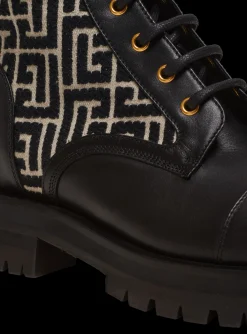 Cheap Charlie Monogram Jacquard And Leather Ranger Boots Women Boots