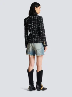 Cheap Check Tweed 6-button Jacket Women Jackets And Blazers