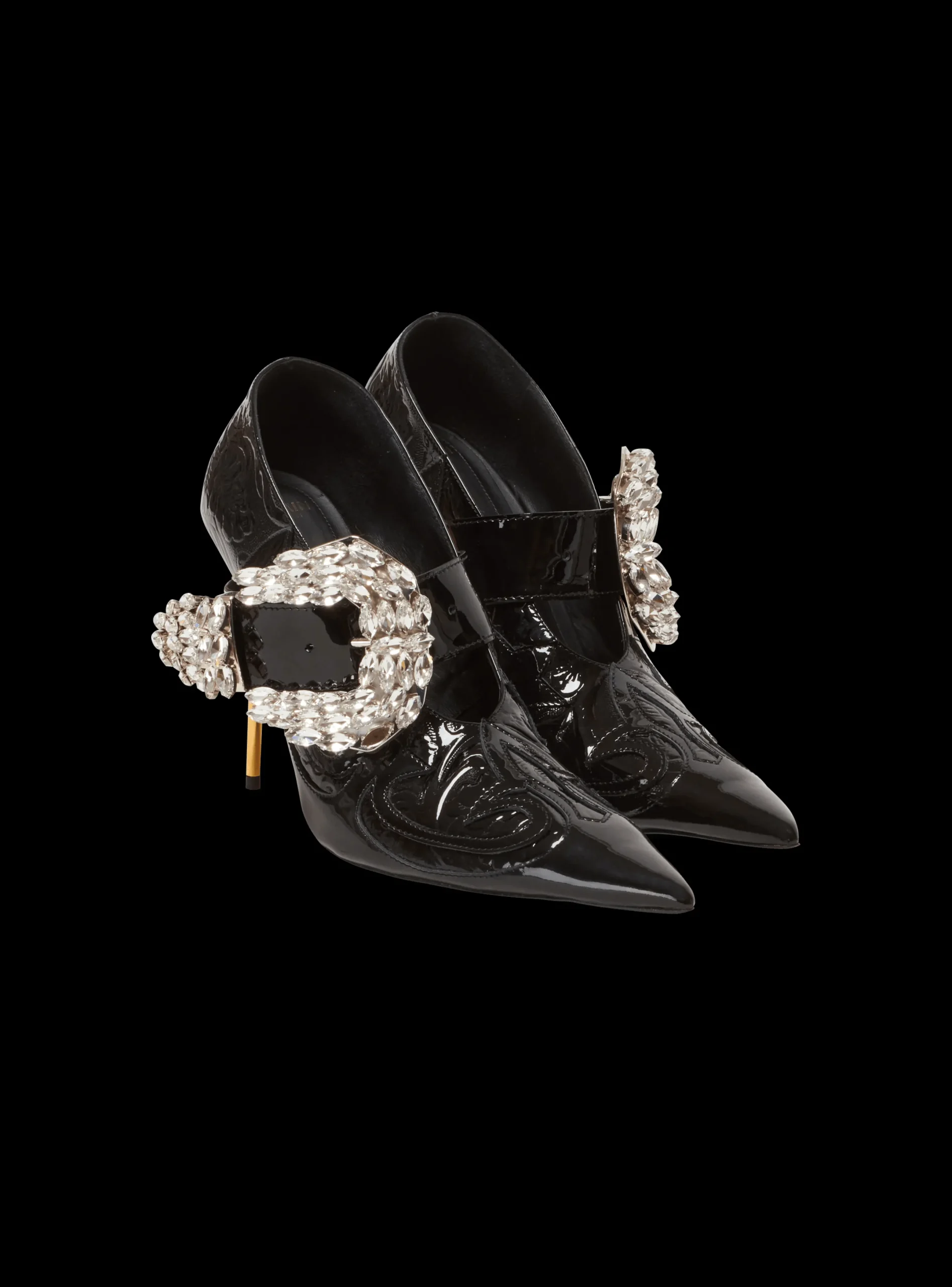 Shop Clara Western Patchwork Patent Leather Pumps Women High Heels & Pumps