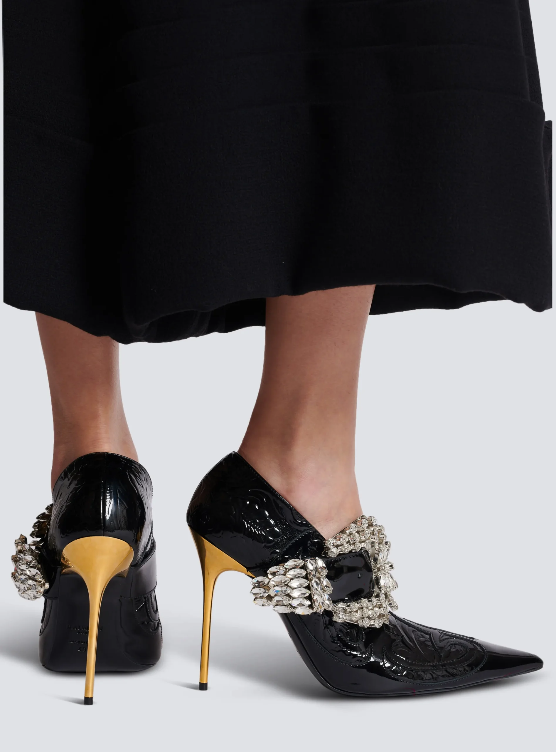 Shop Clara Western Patchwork Patent Leather Pumps Women High Heels & Pumps