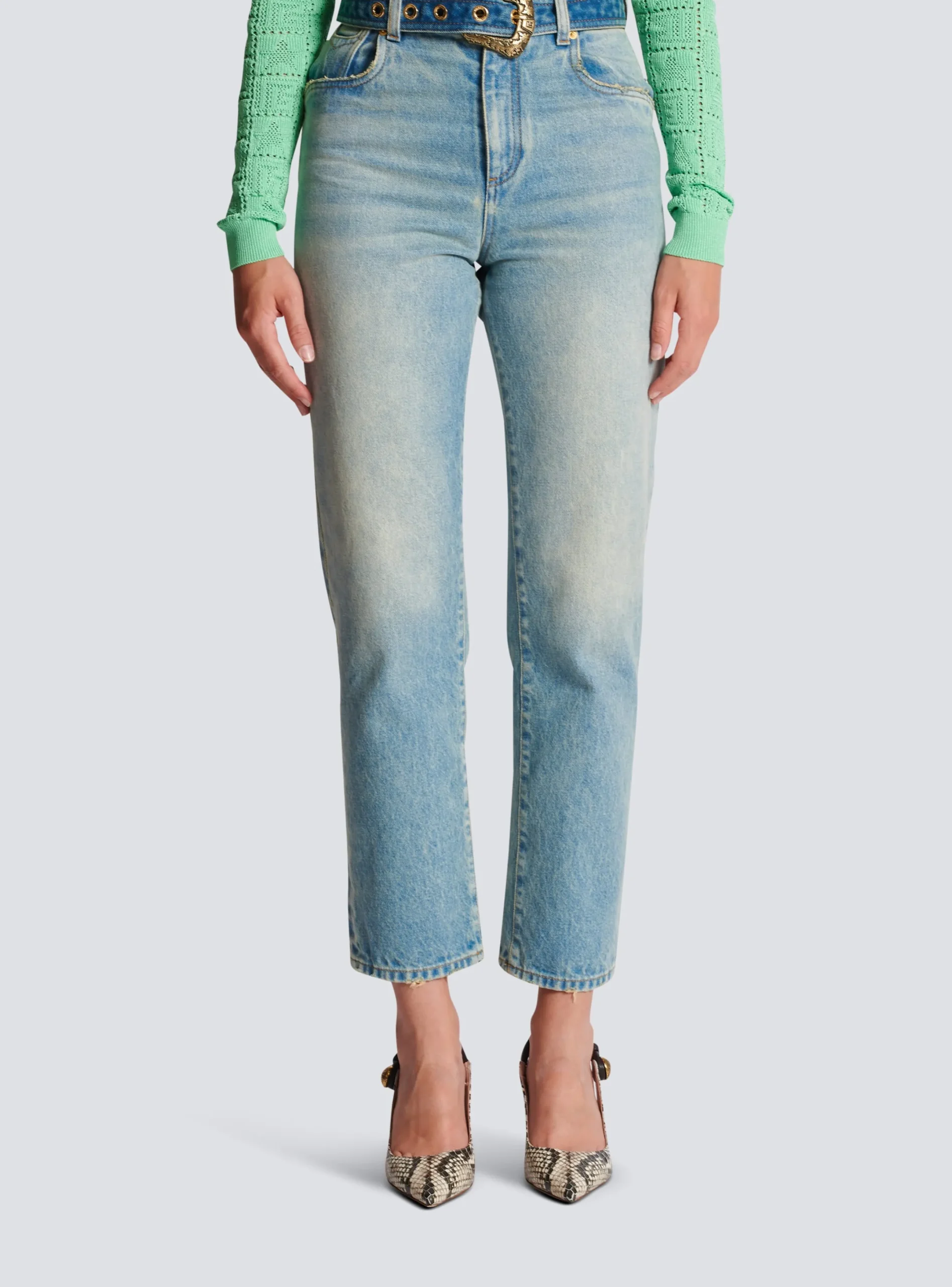 Clearance Classic Belted Jeans Women Denim