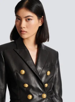 Cheap Classic 6-button Leather Jacket Women Jackets And Blazers