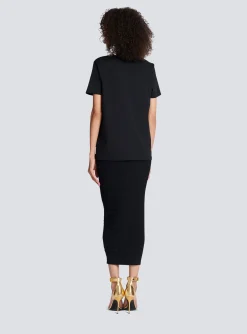 Shop Cotton T-shirt With Flocked Metallic Logo Women T-Shirts