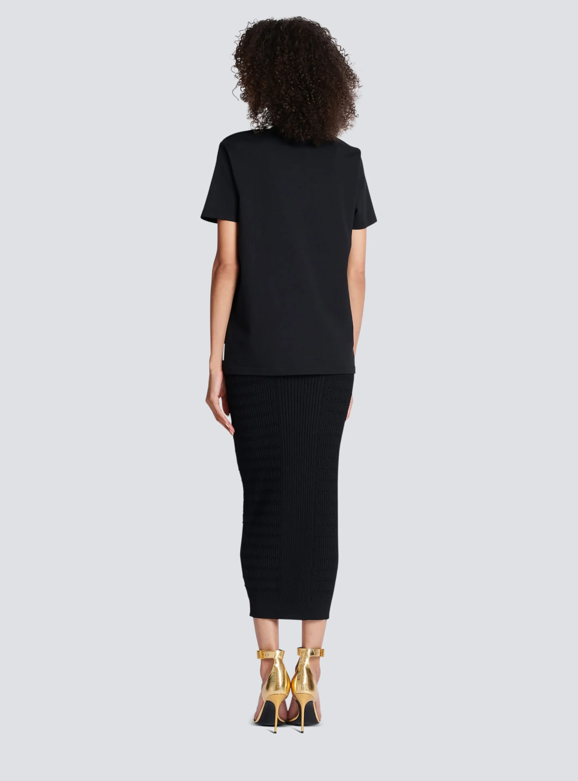 Shop Cotton T-shirt With Flocked Metallic Logo Women T-Shirts