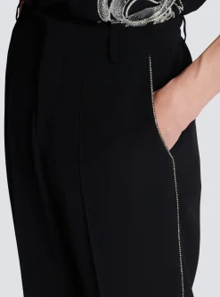 Cheap Crepe And Rhinestone Trousers Trousers And Shorts