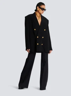 Discount Crepe Jacket With Double-breasted Button Fastening Women Jackets And Blazers|Jackets And Blazers