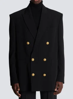 Discount Crepe Jacket With Double-breasted Button Fastening Women Jackets And Blazers|Jackets And Blazers