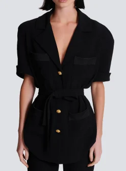 Fashion Crepe Safari Shirt Women Tops And Shirts