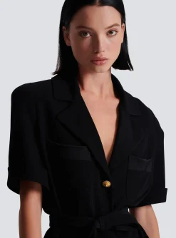 Fashion Crepe Safari Shirt Women Tops And Shirts