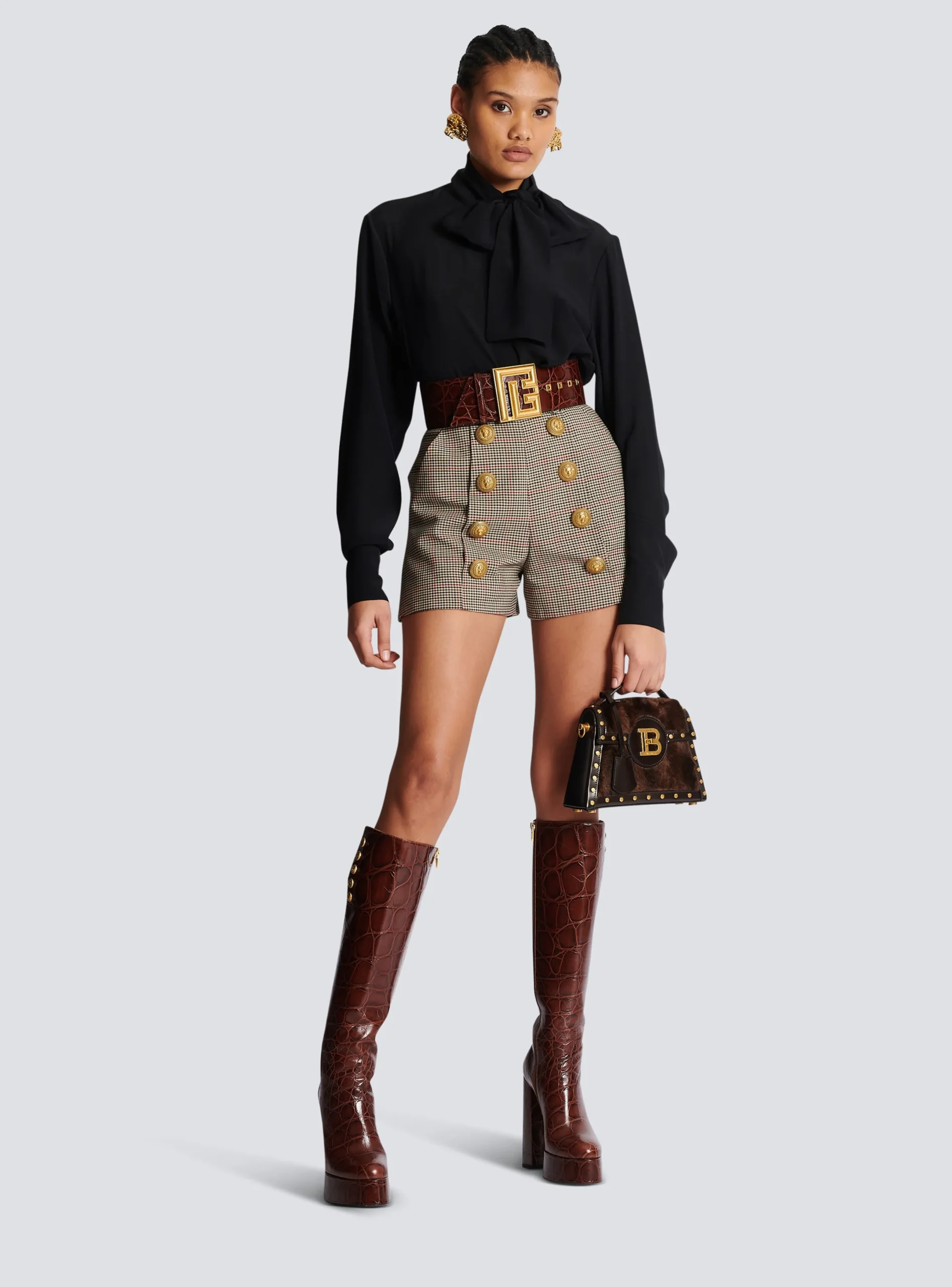 Fashion Crepe Shirt With Bow Collar Women Tops And Shirts