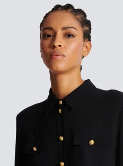 Outlet Crepe Shirt With Golden Buttons Women Tops And Shirts