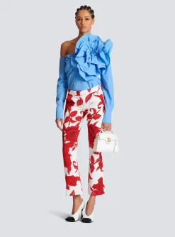 New Crepe Trousers With Roses Print Women Trousers And Shorts