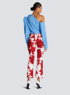 New Crepe Trousers With Roses Print Women Trousers And Shorts