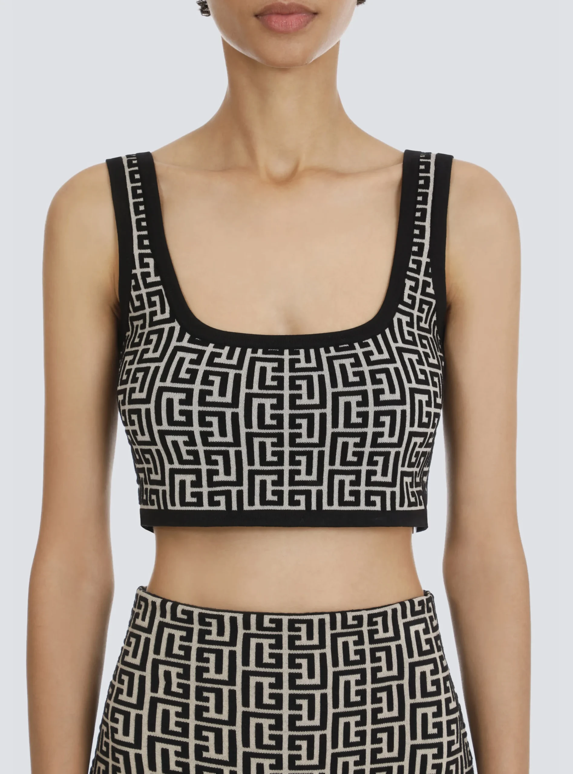 Best Cropped Bicolor Jacquard Sports Bra Top With Monogram Women Tops And Shirts