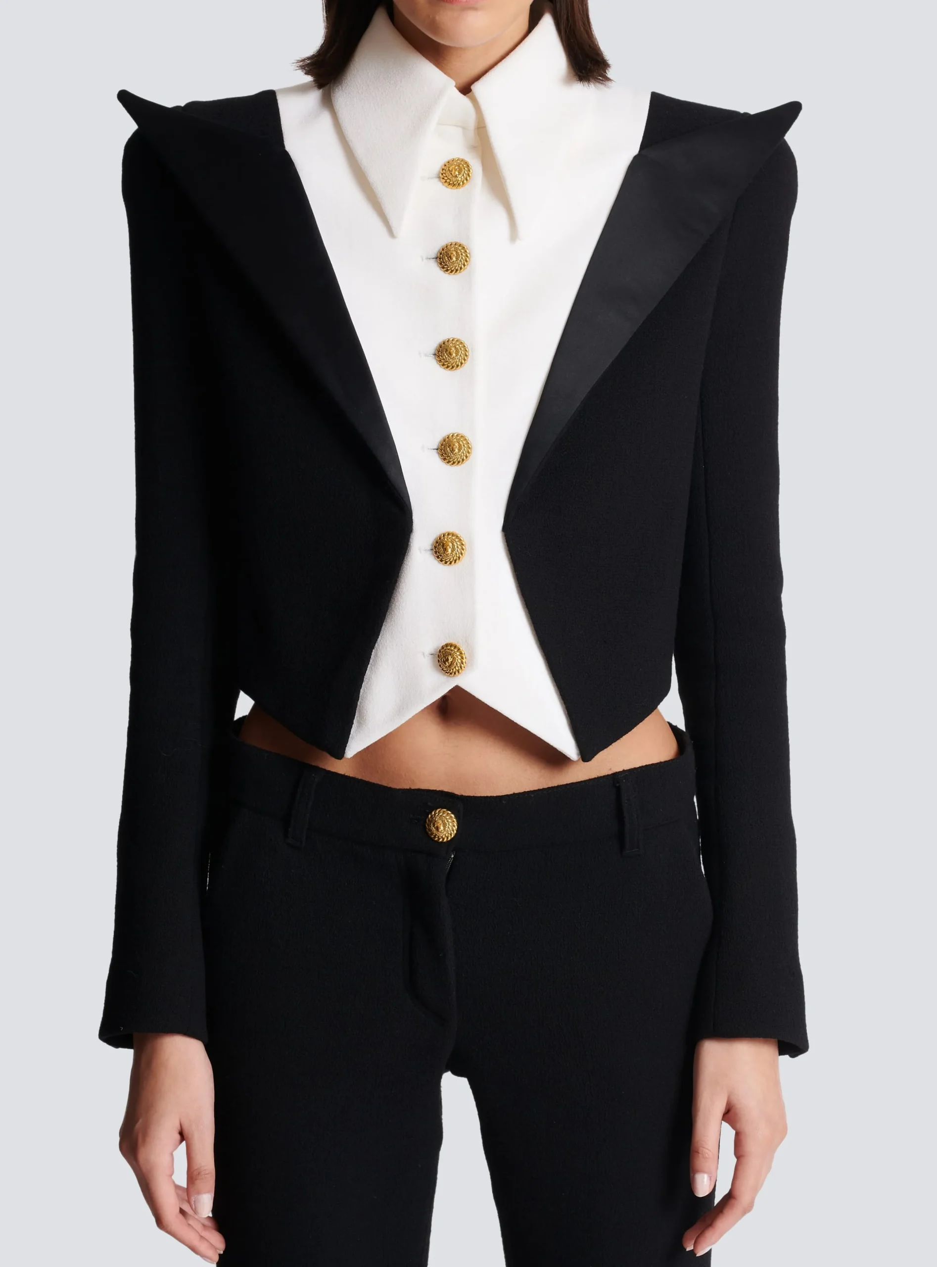 Hot Cropped 6-button Crepe Jacket Women Jackets And Blazers