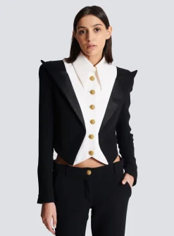 Hot Cropped 6-button Crepe Jacket Women Jackets And Blazers