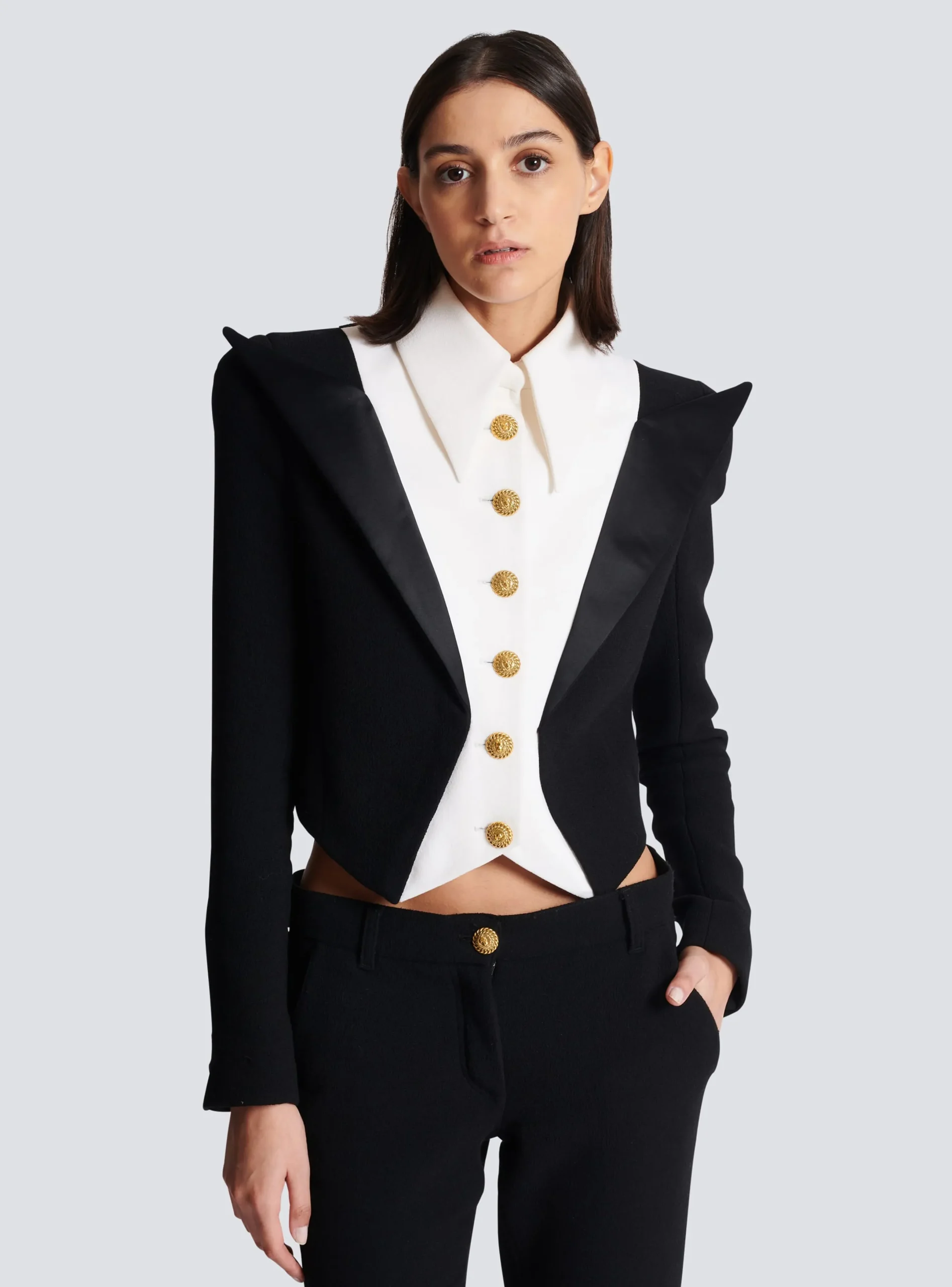 Hot Cropped 6-button Crepe Jacket Women Jackets And Blazers
