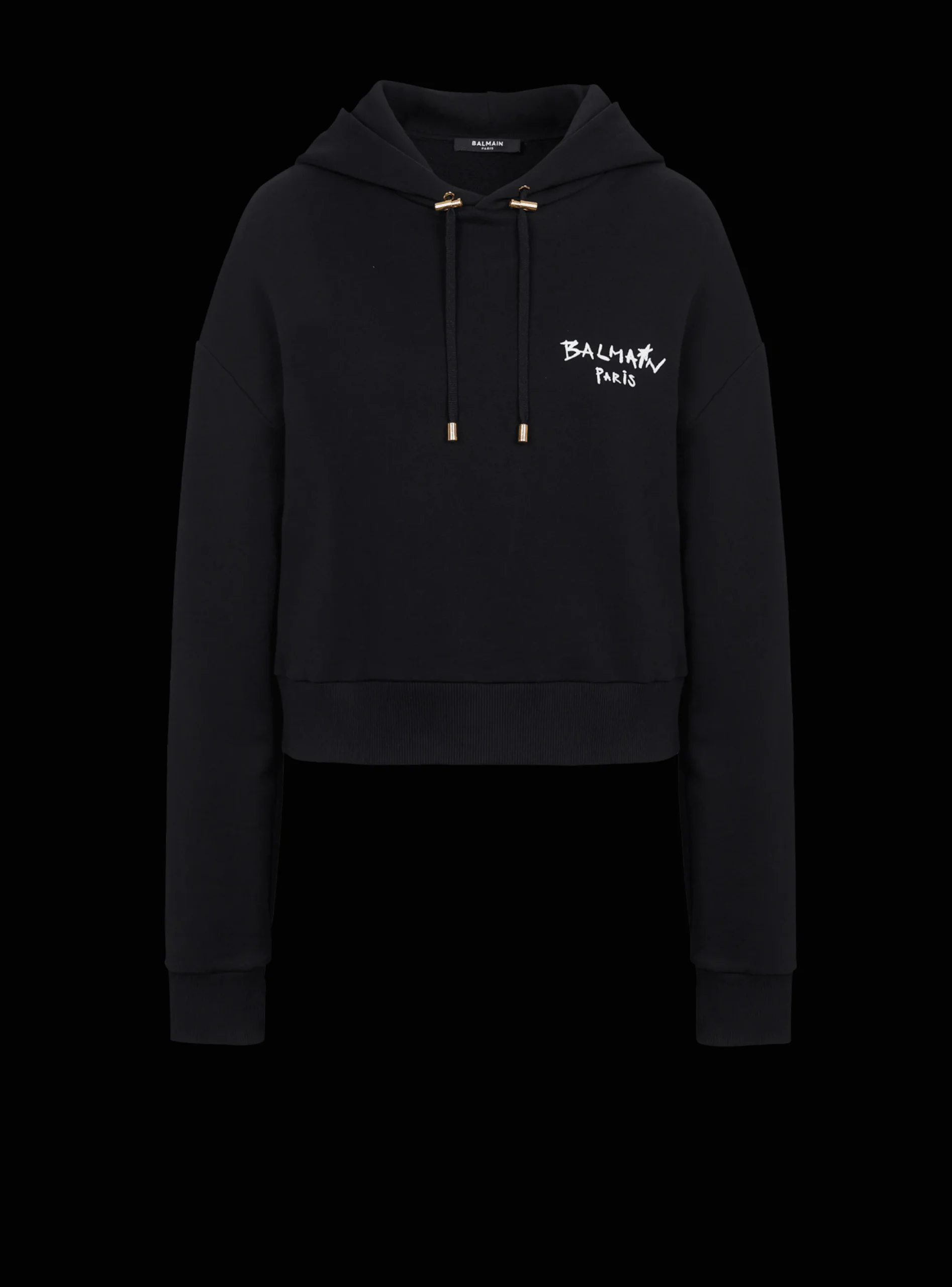 Online Cropped Eco-design Cotton Sweatshirt With Flocked Graffiti Logo Women Sweatshirts