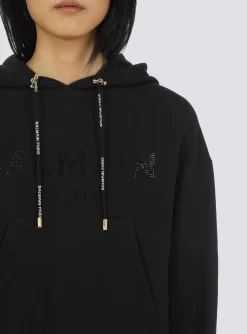 Flash Sale Cropped Eco-designed Cotton Sweatshirt With Rhinestone Logo Women Sweatshirts